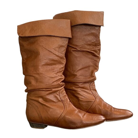Steve Madden Candence Slouchy Boots Size 7 Cognac Leather Knee High Boot - Picture 1 of 16
